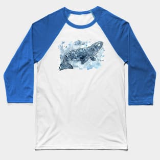 Grey Whale Splash Baseball T-Shirt